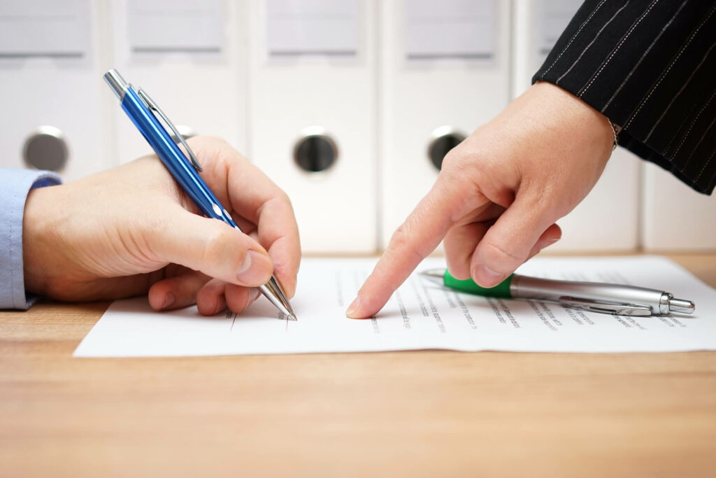 signature d'un document